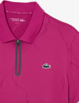 Polo de hombre de tenis con cocodrilo de jacquard ultra dry en rose fushia de manga corta - Lacoste - FashionsVida