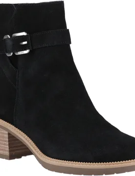 Hailey Buckle Leather Womens Black Heeled Ankle Boots - Size Uk 8 - TOMS - FashionsVida