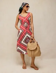 Pure Cotton Jersey Patterned Beach Dress Red Mix female