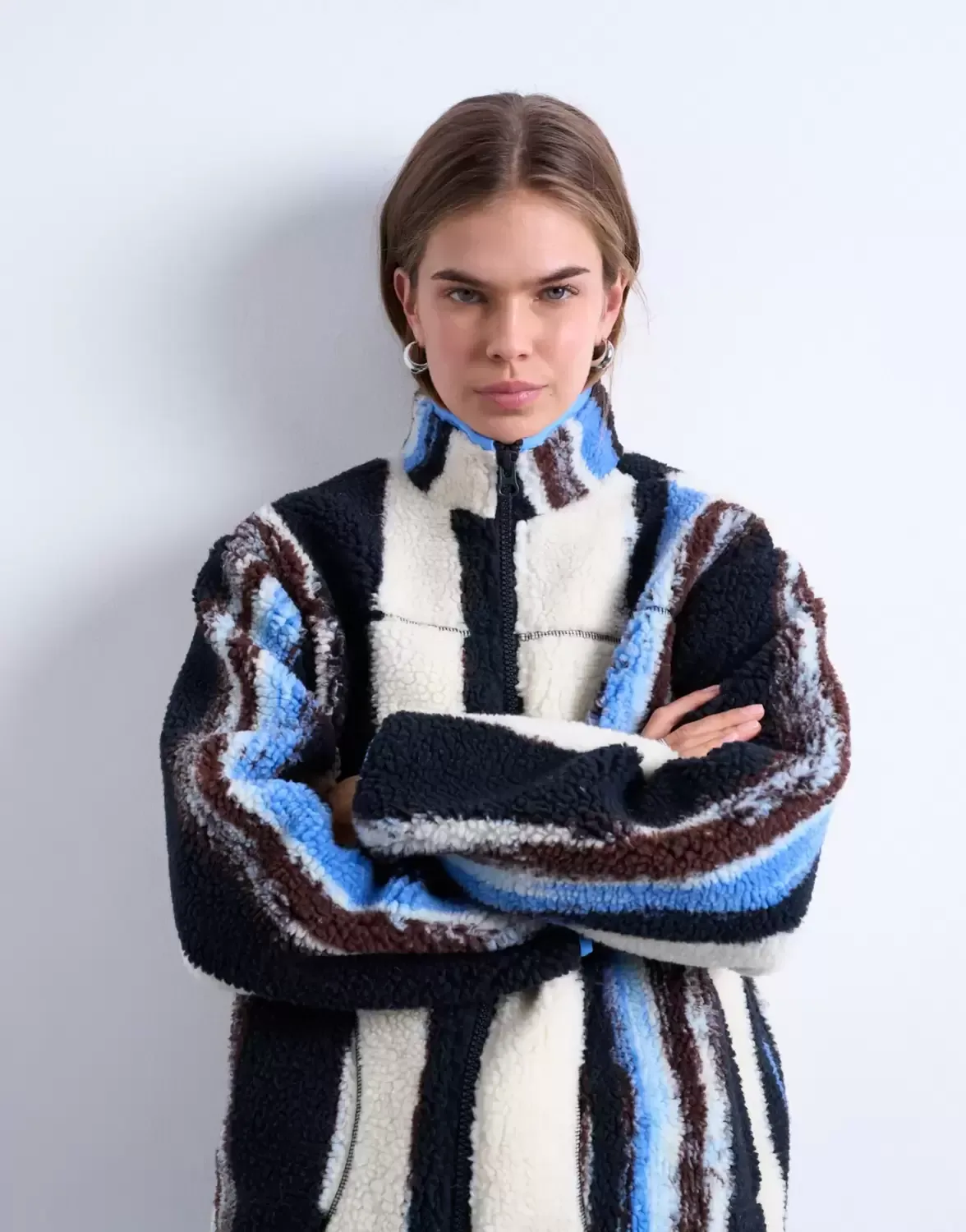 TSBEA MUTI STRIPE FEECE JACKET femae - L - FashionsVida