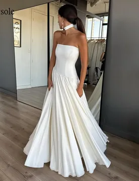 Fivsole Simple Strapless A Line Wedding Dress Backless Bride Dresses Floor Length Wedding Gowns vestidos de novia Customized - Aliexpress - FashionsVida