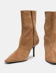 Suede Stiletto Heel Chisel Toe Ankle Boots Sand female