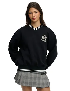 Felpa Con Mezza Zip Country Club Crest V Eclipse Navy M - Superdry - FashionsVida