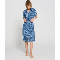 Vestido camisero manga corta con cinturon, largura midi