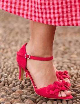 D Floral Peep-toe Heeled Shoes - Red - Size: 6 - Joe browns - FashionsVida