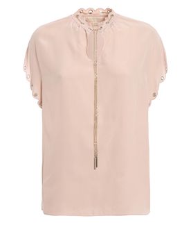 Blusa in seta con catenina e occhielli