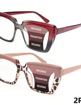 Piezas Gafas de lectura multifocales progresivas con bisagras de resorte cómodas, diseño impreso, elegante y retro para uso diario de mujeres - Shein - FashionsVida