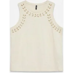 Top de manga sisa de mujer con detalle en cuello y manga