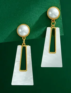 Retro Fashion Temperament Acrylic Geometric Trapezoidal Dangle Glass Pearl Earrings Long Earrings for Women - Aliexpress - FashionsVida