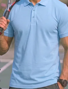 Polo deportivo para hombre, camiseta deportiva suelta, transpirable y ligera de unicolor, estilo deportivo minimalista con cuello, para uso diario y a - Shein - FashionsVida