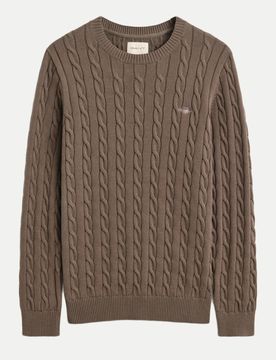 Pullover mit Zopfmuster Braun 3XL