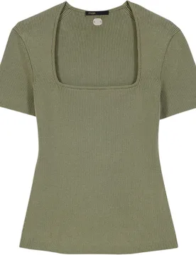 Top de mujer de canalé ajustado con escote cuadrado - Maje - FashionsVida