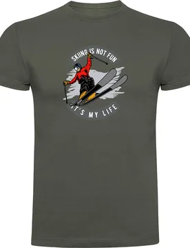 T-shirt à Manches Courtes Skiing Is Not Fun Dark Army Green XL - Kruskis - FashionsVida