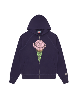 Cone Zip Through Hood - Navy