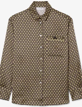 Camisa de mujer de satén oversized con estampado - Lacoste - FashionsVida