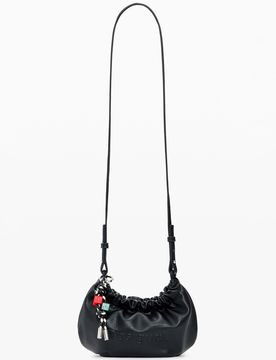Monedero bandolera charms pequeño, Mujer, Poliuretano, Negro, U