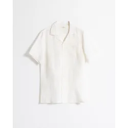 Camisa bordados de hombre manga corta blanca