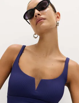 Tummy Control Textured Swimsuit Midnight female - M&S - FashionsVida