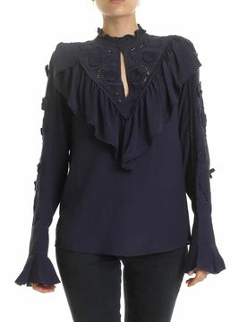Blusa con ricami Ink Navy