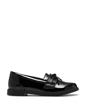 Patent Leather Bow Loafers (13 Small-2 Large) Black Female - Clarks - FashionsVida