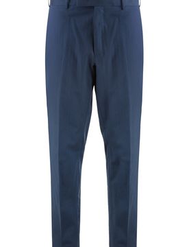 Silk-Cotton Slim-Fit Trousers with Two Back Welt Pockets