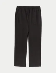 Denim Jersey Straight Leg Trousers Black female