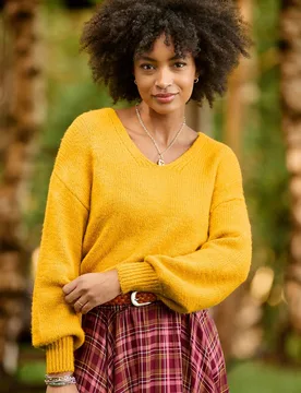 Women's Oh So Cosy V- Neck Jumper in Mustard Size: 20 - Mustard - Size: 20 - Joe browns - FashionsVida