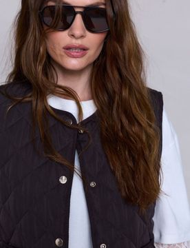 Gilet Imbottito Con Tasche - marrone scuro