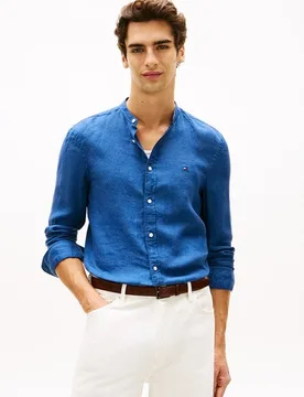 Camisa de caballero en lino con cuello mao - Tommy Hilfiger - FashionsVida