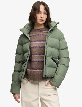 Superdry Damen Gepolsterte City-jacke mit Kapuze Khaki - Größe: 46 - 139.99 - FashionsVida