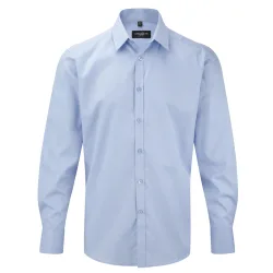 Collection Mens Herringbone Long-Sleeved Shirt (Light Blue) - Size 16 Inch