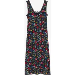 Zadig & Voltaire - Vestido lencero largo estampado sin mangas con encaje