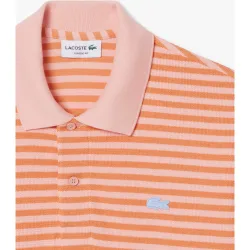 Polo de hombre texturizado de rayas de corte clásico de manga corta