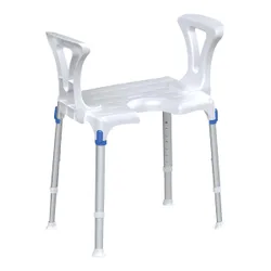 Duschhocker "laguna" mit Hygieneausschnitt & Armlehne weiss