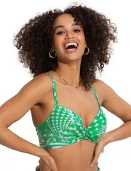 Womens 29701 Portofino Lightly Padded Tie Wrap Bikini Top - Green Elastane - Size 32d