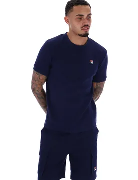 Navy Ash Micro Waffle Ringer T-Shirt - XS - FILA - FashionsVida