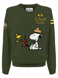 Felpe senza cappuccio uomo - heron donegal snoopy scouts 52 patch - verde militare