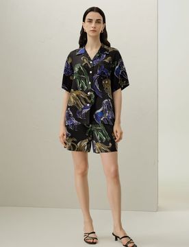 Ensemble Pyjama Manches Courtes Leo Soie 100 % Luxueuse Xs