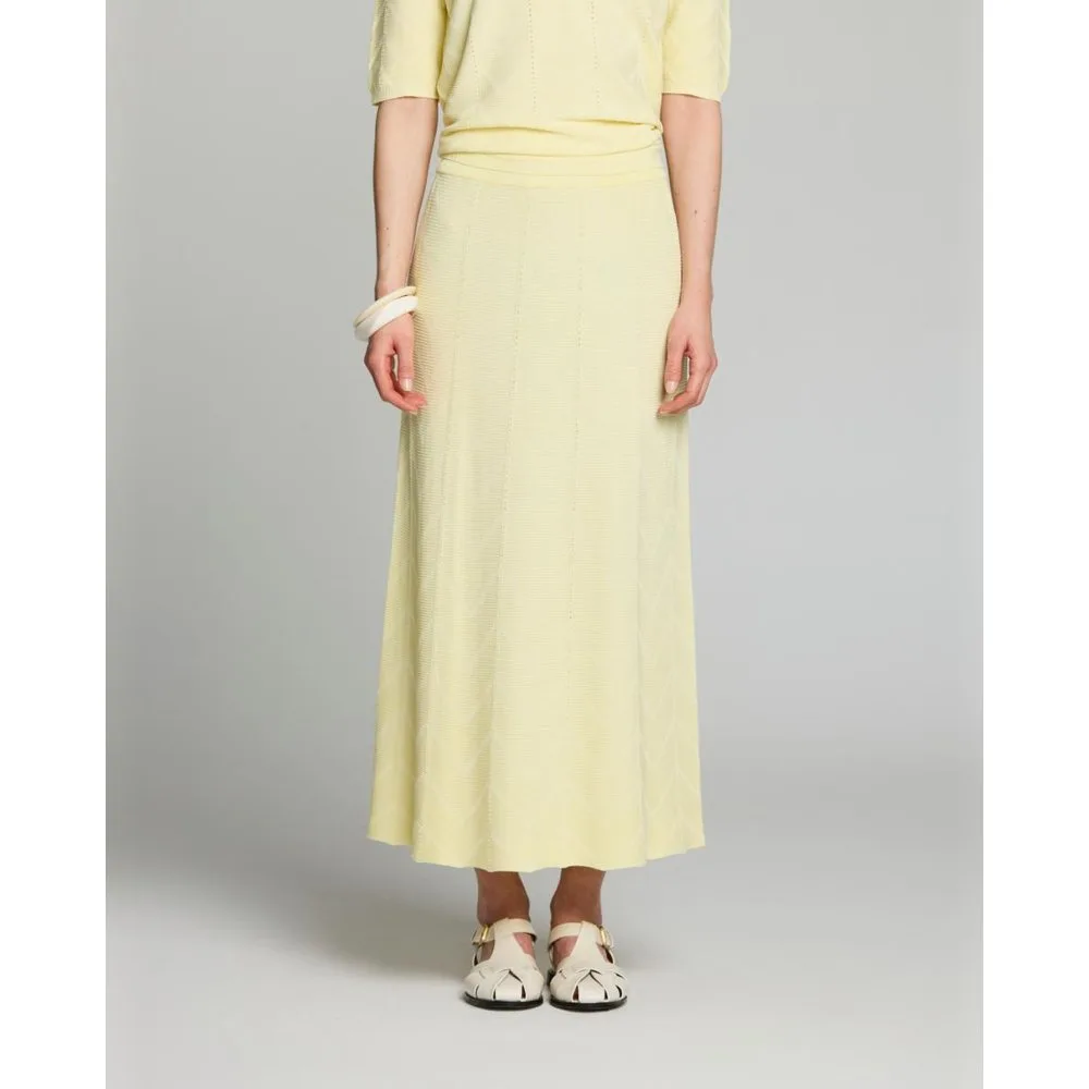 Falda midi evasé con cinturilla de canalé - Escorpion - FashionsVida