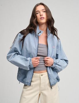 Superdry Damen Cotton Harrington Jacke Blue - Größe: 36