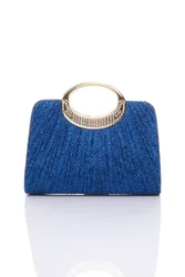 Women's Evening Diamante Glitter Clutch Bag in Blue - Blue - Size: One Size