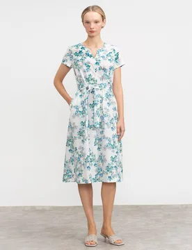 Vestido midi con cinturón - Lasserre - FashionsVida