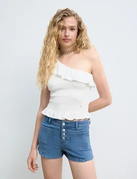 Top de mujer asimetrico de punto nido de abeja - Green Coast - FashionsVida