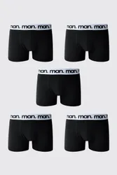 Men's 5 Pack With White Waistband Man. Boxers Black Size Medium Black M