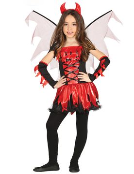 Teufel-Kostüm für Mädchen Halloween-Kostüm rot-schwarz - female