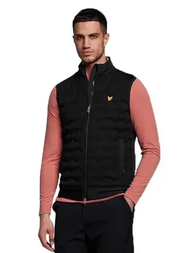 Gilet Check Quilt Back Fleece Jet Black S