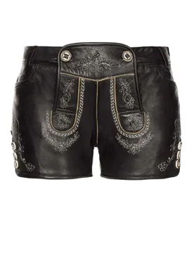 Trachtenlederhose Mona (black nappa, Gr. 34) von Heimatgwand für Damen, Hosen, 100% echt Leder - Stockerpoint - FashionsVida