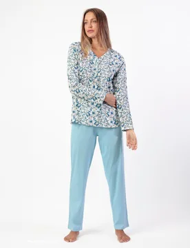 Pijama largo de mujer de punto modal en color - Admas - FashionsVida