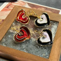 Medieval Vintage heart two-color glazed ear hook Earrings for women's girl jewelry wholesale