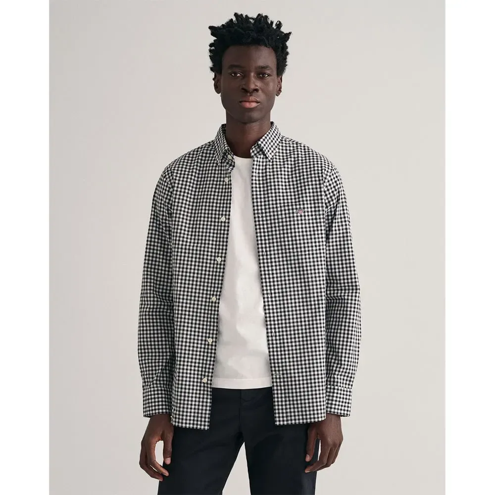 Camicia A Maniche Lunghe Reg Gingham Black XL - Gant - FashionsVida